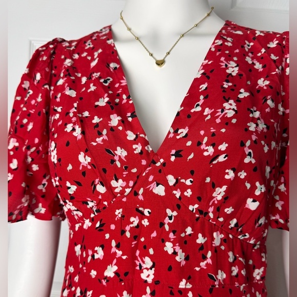 A New Day Red Floral Short-Sleeve Maxi Dress Size 4 - Picture 3 of 14